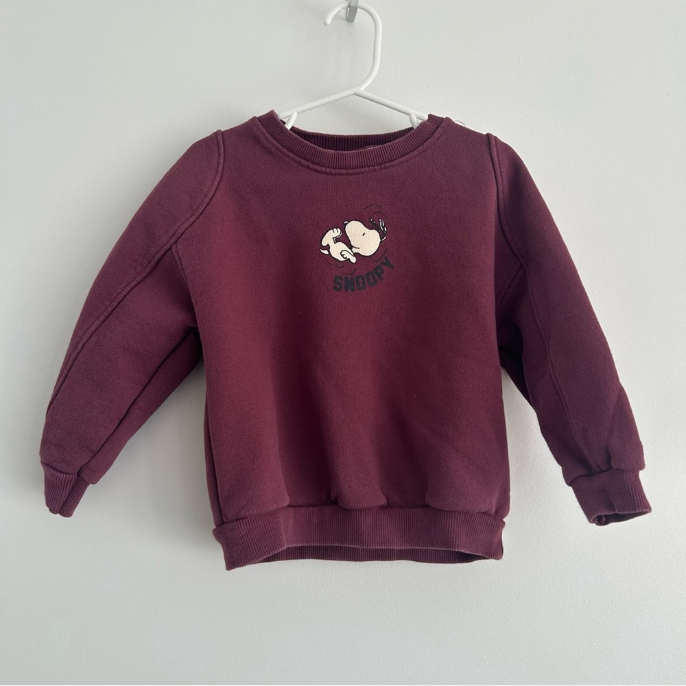 Zara Kids Burgundy Snoopy Sweatshirt sz 4T